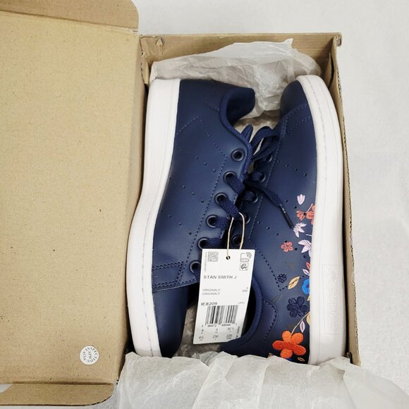 NWB- Adidas Stan Smith J 'Night Indigo Floral' Youth Girls- Sz:4.5- Style:IE8209 - Picture 4 of 13